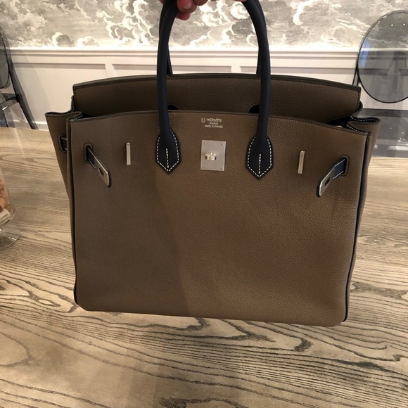 Hermès Birkin 35cm Etope and Blue Marine With Contrasting Stitching VIP SPECIAL - Picture 4 of 10